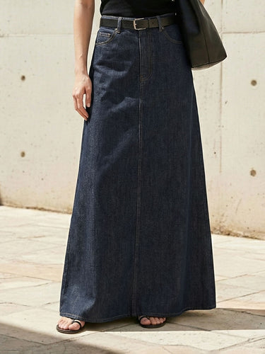 Loose No Belt Pockets Solid Color Skirts Bottoms