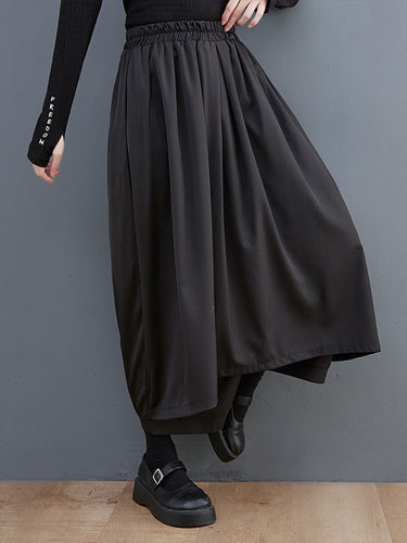 Perna larga da perna larga solta cor de cor sólida elástica calças