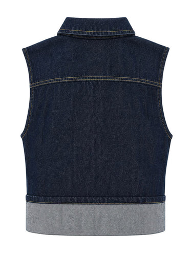 Loose Sleeveless Buttoned Pleated Split-Joint Lapel Vest Outerwear