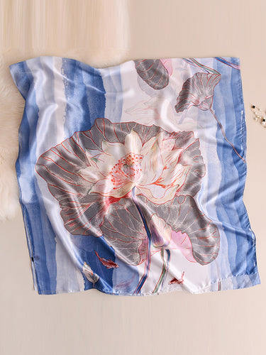 الأزهار القديمة المطبوعة حرير تقليد وشاح شال