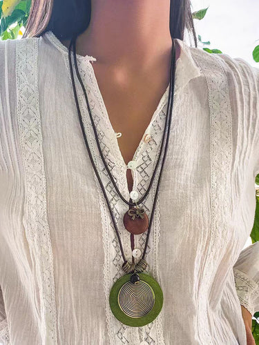 1788128 Round Cut Geometric Double Layered  Necklaces Accessories