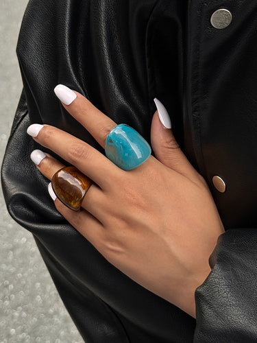 1729292 Irregularity Geometric Shiny Rings Accessories