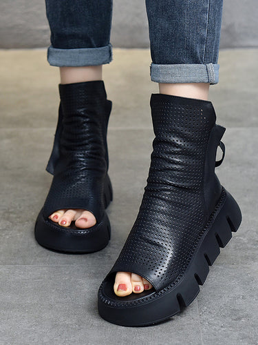 1133240 High-Top Open Toe Mesh Zipper Platform Shoes Sandals