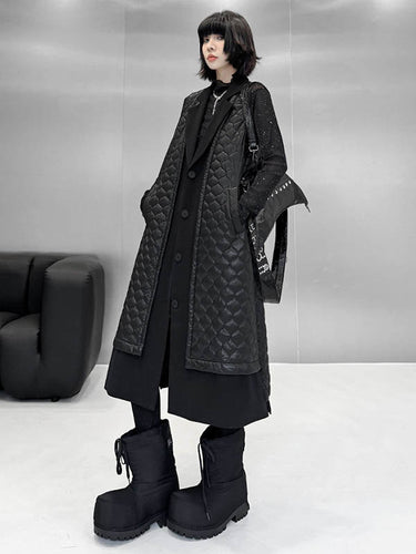 1720328 Loose Sleeveless Buttoned Plaid Pockets Solid Color Split-Joint Notched Collar Outerwear Padded Vest