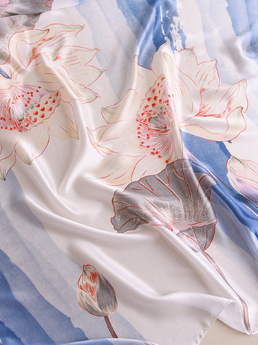 الأزهار القديمة المطبوعة حرير تقليد وشاح شال