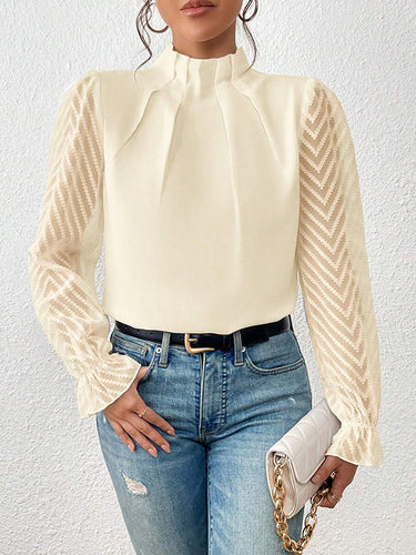 Maniche lunghe sciolte elasticità in maglie pieghettate pieghettate cute da collo simuli