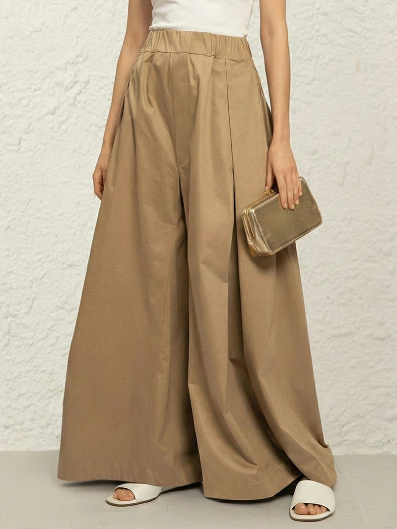 Geplooide kaki broek voor dames