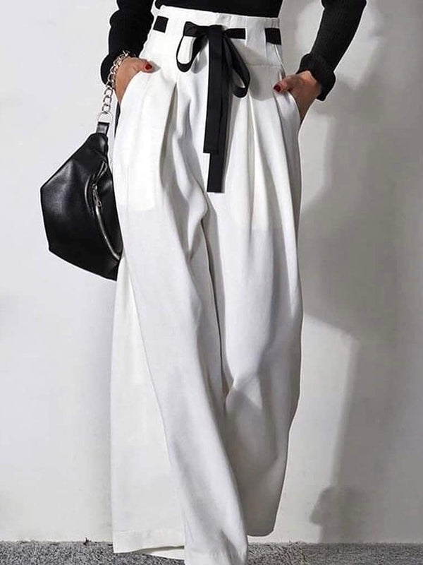 Pleated Drawstring Waist Trousers