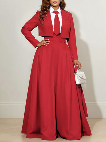 Elasticated Waist High Waisted Big Hemline Pleated Pockets Solid Color Zipper Wide Leg Pants