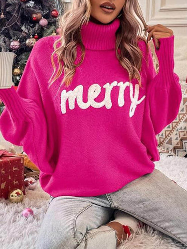 1732402 Long Sleeves Loose Contrast Color Printed Split-Joint High Neck Sweater Tops