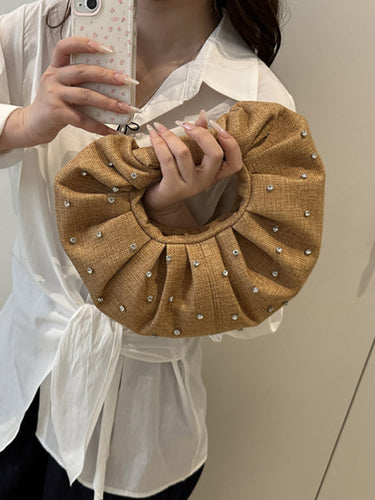 1747878 Geometric Pleated Rhine Stones Evening Bags & Clutches