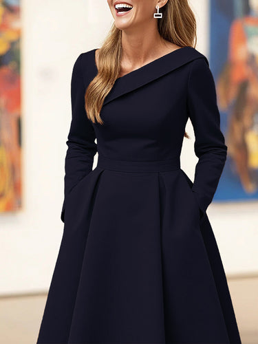 a line solid dress Olivia A-line Solid Midi Dress