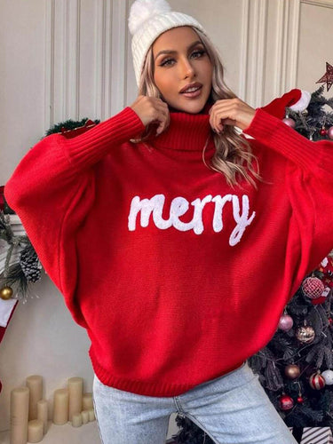 1732400 Long Sleeves Loose Contrast Color Printed Split-Joint High Neck Sweater Tops