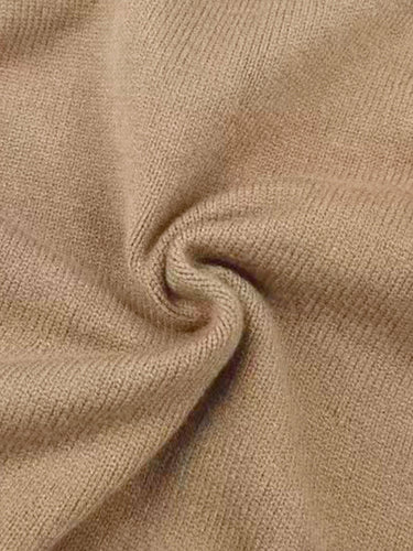 1715287 Long Sleeves Loose Solid Color High Neck Midi Dresses Sweater Dresses