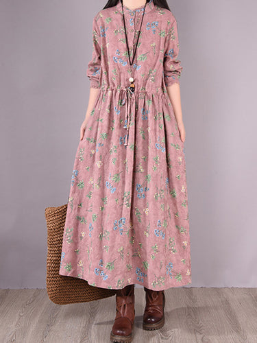 Robe midi en coton imprimée à imprimé florale vintage robe midi