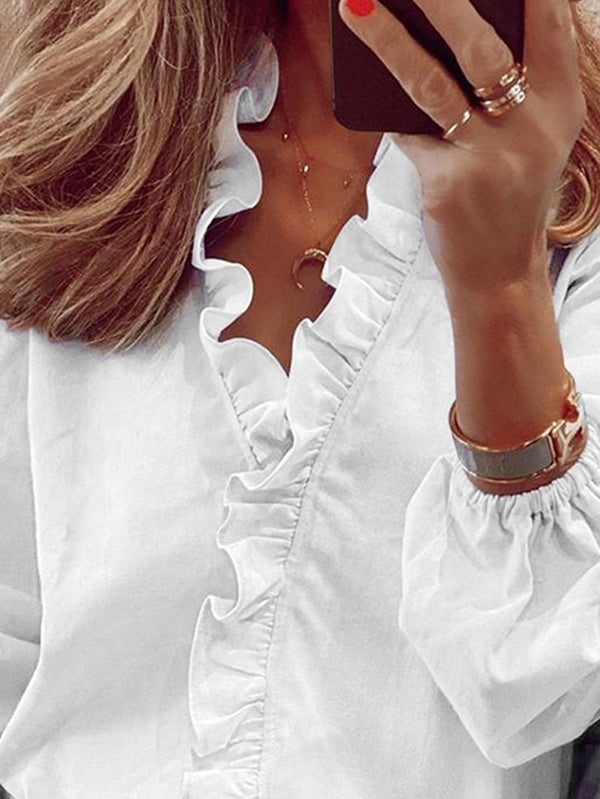 V-neck puff sleeve blouse for women | Isla main image 0