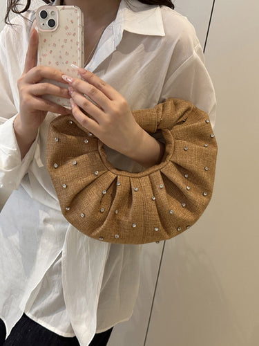 1747881 Geometric Pleated Rhine Stones Evening Bags & Clutches