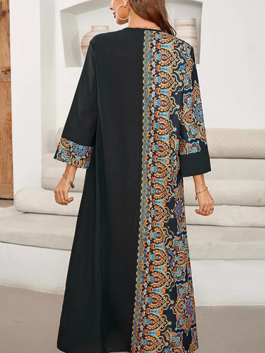 1446925 Loose Asymmetric Printed Maxi Dresses
