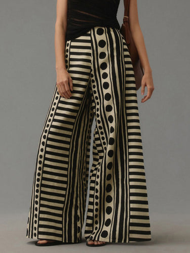 Loose Wide Leg Polka-Dot Striped Casual Pants Bottoms Trousers