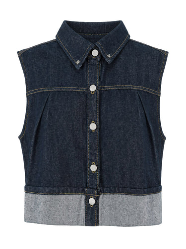 Loose Sleeveless Buttoned Pleated Split-Joint Lapel Vest Outerwear