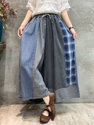 Pantaloni casual a strisce a strisce a strisce divise a gamba larga pantaloni jean