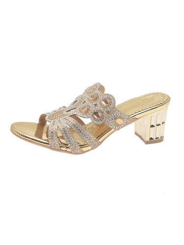 1775808 Square Heel Open Toe Rhinestone Pumps
