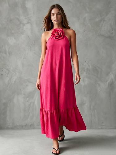 three floor pleat dress Magenta Pleated Maxi Dress