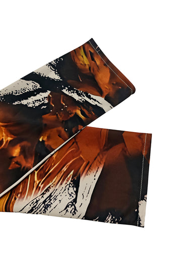 Lange Ärmeln lose floraldruckgedruckte Falten-Split-Gelenk-V-Ausschnitt-Overalls