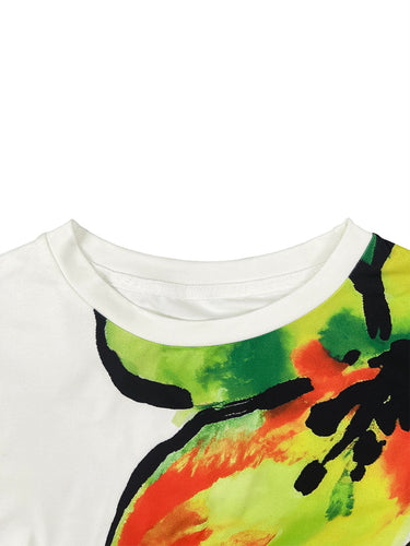 T-shirts met korte mouwen, bloemenprint en ronde hals