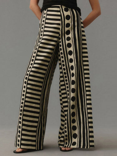 Loose Wide Leg Polka-Dot Striped Casual Pants Bottoms Trousers