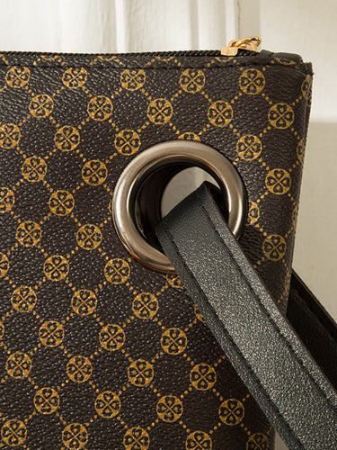 1735858 Crocodile Texture Geometric Print Zipper Handbag