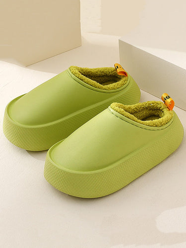 Home Non-Slip Keep Warm Velvet Waterproof Solid Color Slippers