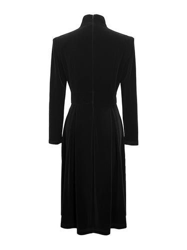 Mangas compridas cor de cor midi de cor sólida e magra de pescoço midi