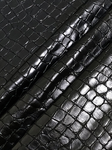 1716132 Loose Wide Leg Crocodile Texture Leather Loop Pants