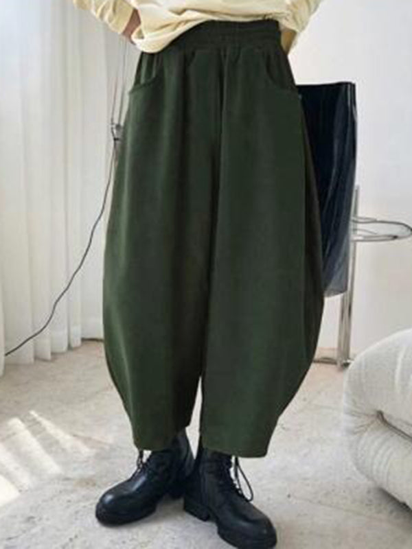 Harem Pants Loose High-Waisted Split-Joint Striped Patterns Pants Trousers