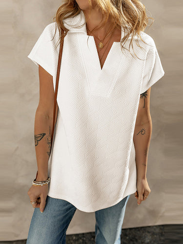Maniche corte sciolte toppe t-shirt con scollo a V Solido