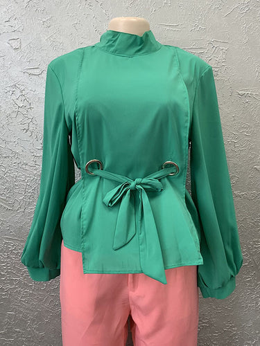 1435356 Loose Wrap Bandage Hollow Solid Color Split-Joint Blouses&Shirts Tops