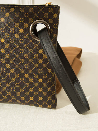 1735856 Crocodile Texture Geometric Print Zipper Handbag