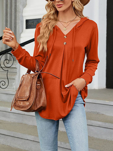 Maniche lunghe sciolte con cappuccio con cappuccio con cappuccio con cappuccio a V-shirt Tops