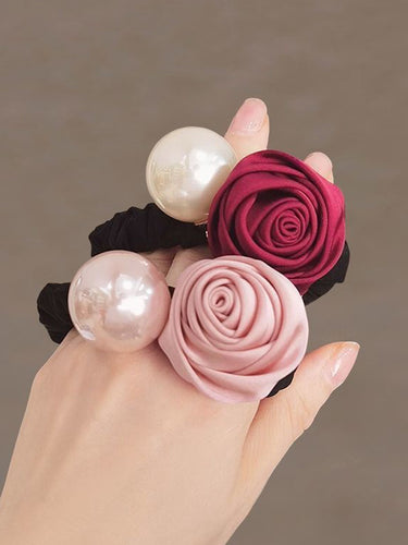 Elasticidad de cuentas forma de flor plisada accesorios para el cabello brillante cabello bobble cabello corbata soporte de cola de caballo