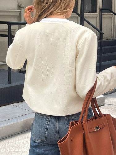 1719283 Long Sleeves Skinny Buttoned Single-Breasted Solid Color Striped Collarless Outerwear