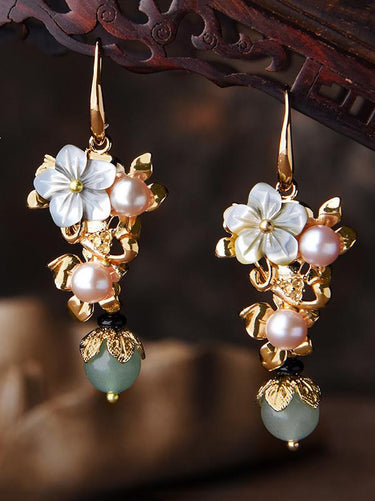 オリジナルの花の真珠のイヤリング