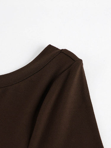 1739857 Vestidos largos ajustados con cuello redondo y talle alto sin espalda de color sólido