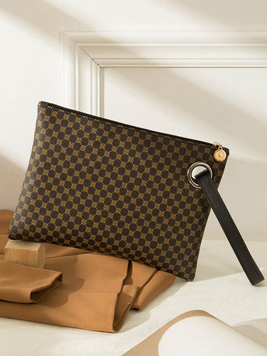 1735861 Crocodile Texture Geometric Print Zipper Handbag