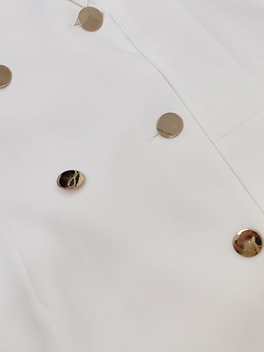 1718224 Irregularity Long Sleeves Asymmetric Buttoned Double-Breasted Solid Color Split-Joint Peaked Collar Blazer Mini Dresses