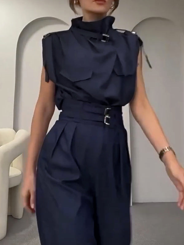 Long Sleeves Loose Buttoned Pockets Solid Color Stand Collar Blouses&Shirts Tops main image 1