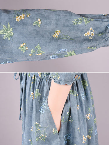 Robe midi en coton imprimée à imprimé florale vintage robe midi