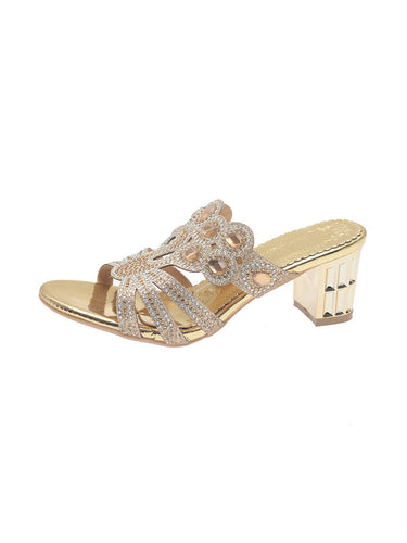 1775806 Square Heel Open Toe Rhinestone Pumps