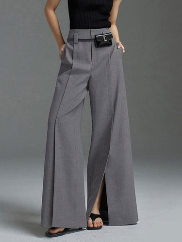 Loose Wide Pants High-Waisted Pleated Split-Front Pants Trousers