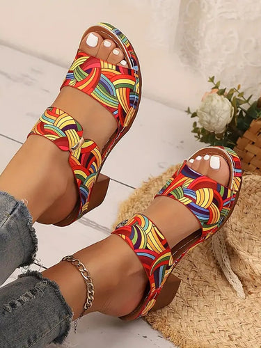 1787166 Contrast Color Round-Toe Sandals